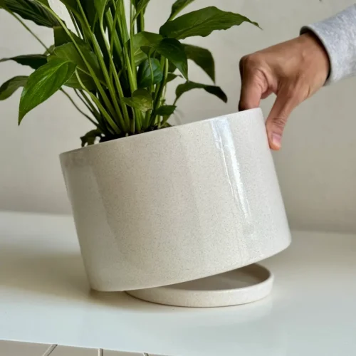 Jardín Haus | Maceta Cilindro XL con plato oculto piedra Jardín Haus | Maceta Cilindro XL con plato oculto piedra