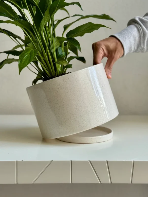 Jardín Haus | Maceta Cilindro XL con plato oculto piedra Jardín Haus | Maceta Cilindro XL con plato oculto piedra