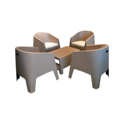 Jardin Haus | Set 4 sillones Oasis con almohadon + Mesa Bali - Capuchino Jardin Haus | Set 4 sillones Oasis con almohadon + Mesa Bali - Capuchino