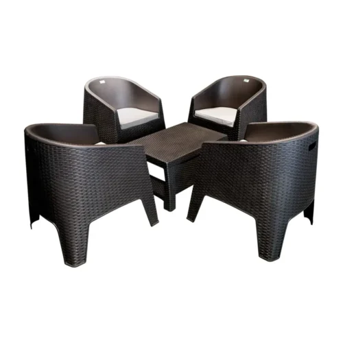 Jardin Haus | Set 4 sillones Oasis con almohadon + Mesa Bali - Grafito Jardin Haus | Set 4 sillones Oasis con almohadon + Mesa Bali - Grafito