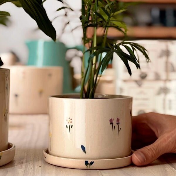 Jardín Haus | Maceta Cilindro Chico Con Plato Primavera Jardín Haus | Maceta Cilindro Chico Con Plato Primavera