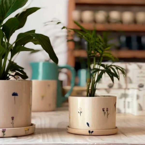 Jardín Haus | Maceta Cilindro Chico Con Plato Primavera Jardín Haus | Maceta Cilindro Chico Con Plato Primavera